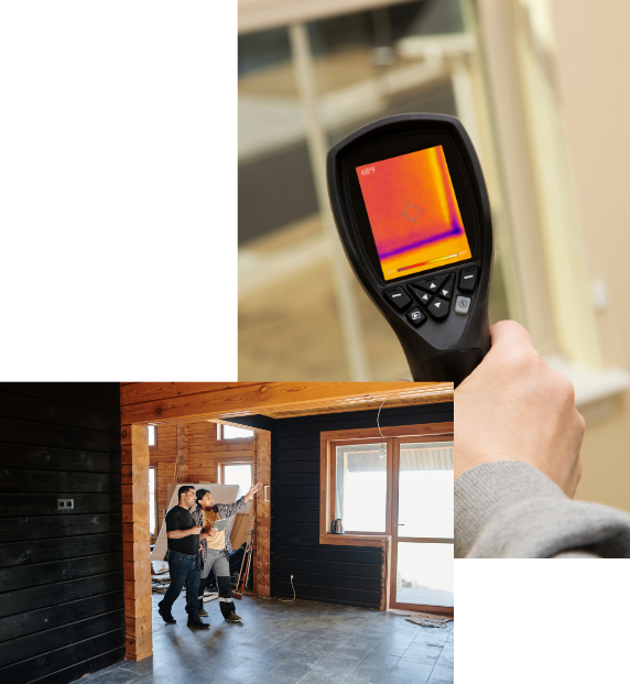 AmeriCert home inspector performing a thermal imaging scan and interior inspection in Gwinnett County, GA