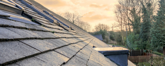 Close-up view of residential roof during drone inspection by AmeriCert Inspections in Gwinnett County, GA